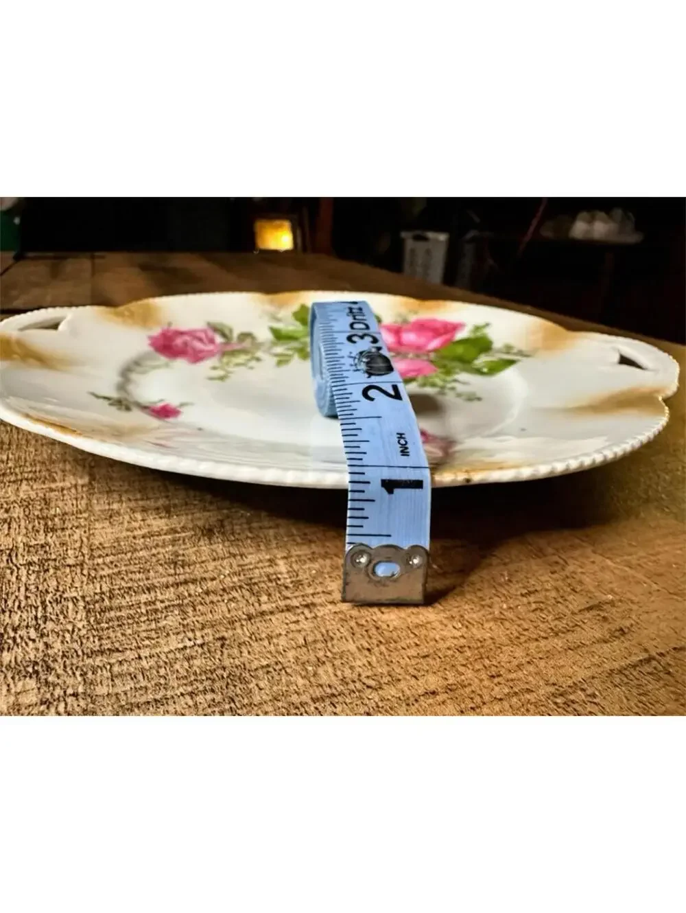 Vintage Floral Ceramic Cake Plate with Handles - 10.5 Inch